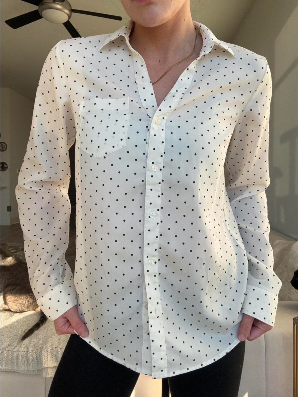 Vintage The Limited polka dot office siren button down top.